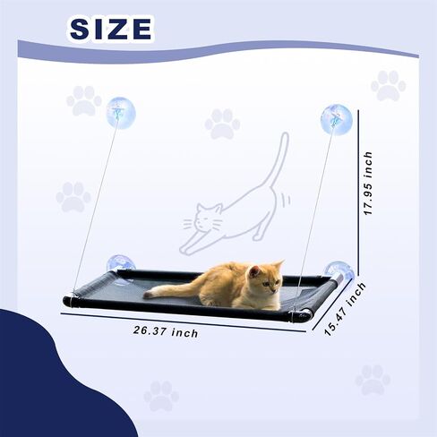 Cat Hammock for Wall with 4 Suction Cups, Cat Window Perch, Space Saving and Easy Mounted Large Cat Bed, Pet Resting Safety Holds (Medium) in Saudi Arabia