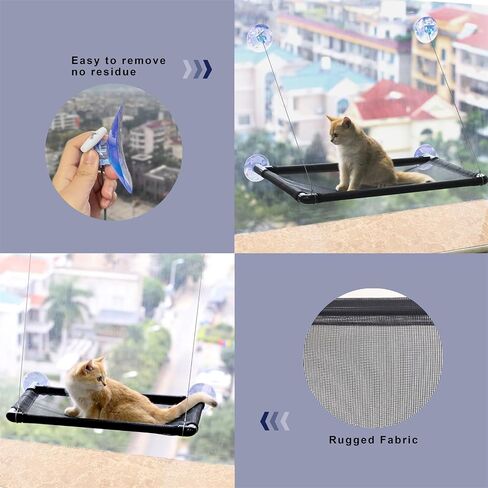 Cat Hammock for Wall with 4 Suction Cups, Cat Window Perch, Space Saving and Easy Mounted Large Cat Bed, Pet Resting Safety Holds (Medium) in Saudi Arabia