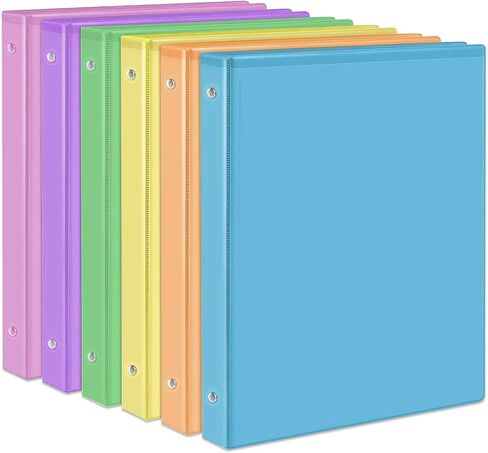 1-Inch Binder 3 Ring, Round Ring with 2 Interior Pockets, Holds 200 Sheets Letter Size Paper, Durable Plastic View Binders for School, Office, and Home in Saudi Arabia