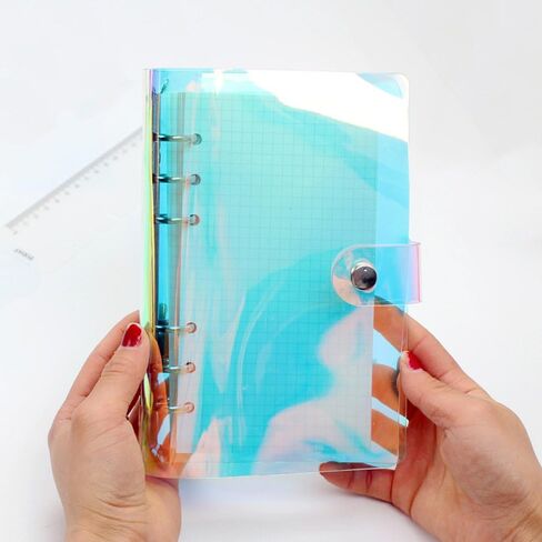 Standard 6-Ring Rainbow Clear Soft PVC Notebook Cover Protector Round Ring Binder Loose Leaf Folde for Ring-Bound Planner Page (Inner Paper Not Included) (A6) in Kuwait