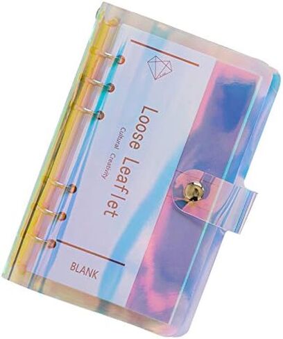Standard 6-Ring Rainbow Clear Soft PVC Notebook Cover Protector Round Ring Binder Loose Leaf Folde for Ring-Bound Planner Page (Inner Paper Not Included) (A6) in Kuwait