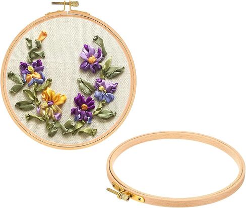 PATIKIL 2 Pieces 4 Inch Embroidery Hoops Round Adjustable Beach Wood Circle Cross Stitch Hoop Ring Bulk for Embroidery Art Craft Handy Sewing Decoration in Saudi Arabia