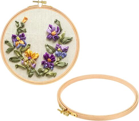 PATIKIL 2 Pieces 4 Inch Embroidery Hoops Round Adjustable Beach Wood Circle Cross Stitch Hoop Ring Bulk for Embroidery Art Craft Handy Sewing Decoration in Saudi Arabia