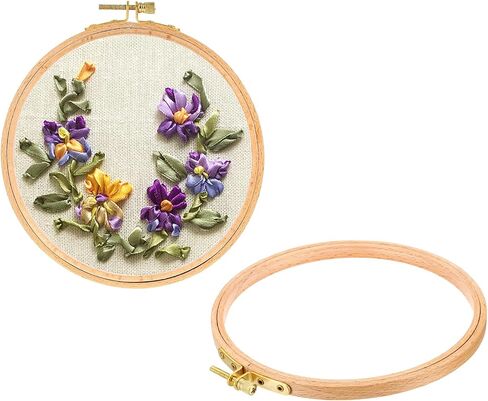 PATIKIL 2 Pieces 4 Inch Embroidery Hoops Round Adjustable Beach Wood Circle Cross Stitch Hoop Ring Bulk for Embroidery Art Craft Handy Sewing Decoration in Saudi Arabia