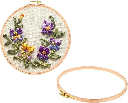 PATIKIL 2 Pieces 4 Inch Embroidery Hoops Round Adjustable Beach Wood Circle Cross Stitch Hoop Ring Bulk for Embroidery Art Craft Handy Sewing Decoration in Saudi Arabia