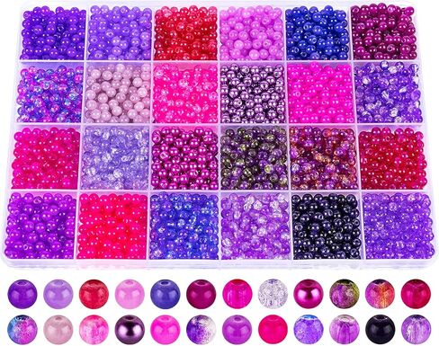 XSEINO About 3000PCS 4mm Glass Beads Bracelet Making Kit,24 Assorted Dreamy Blue Ocean and Green Series Colorful Crystal Beads for Bracelet and Jewelry Making and DIY Crafts,Friendship Bracelets in Kuwait