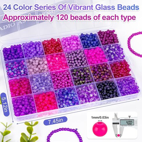 XSEINO About 3000PCS 4mm Glass Beads Bracelet Making Kit,24 Assorted Dreamy Blue Ocean and Green Series Colorful Crystal Beads for Bracelet and Jewelry Making and DIY Crafts,Friendship Bracelets in Kuwait