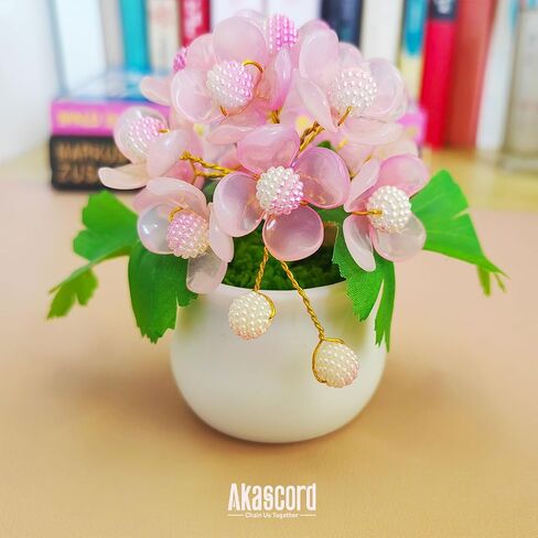 Akascord DIY Beading Kits (Two Sets), Mini Desktop Vase Decorations Beaded Flowers Car Ornaments Happy Potted Plants for Beading Enthusiasts to Handmake Comes with Non-Marking Stickers (Pink) in Kuwait