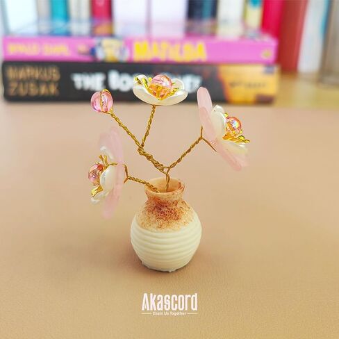 Akascord DIY Beading Kits (Two Sets), Mini Desktop Vase Decorations Beaded Flowers Car Ornaments Happy Potted Plants for Beading Enthusiasts to Handmake Comes with Non-Marking Stickers (Pink) in Kuwait