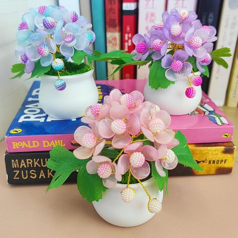 Akascord DIY Beading Kits (Two Sets), Mini Desktop Vase Decorations Beaded Flowers Car Ornaments Happy Potted Plants for Beading Enthusiasts to Handmake Comes with Non-Marking Stickers (Pink) in Kuwait