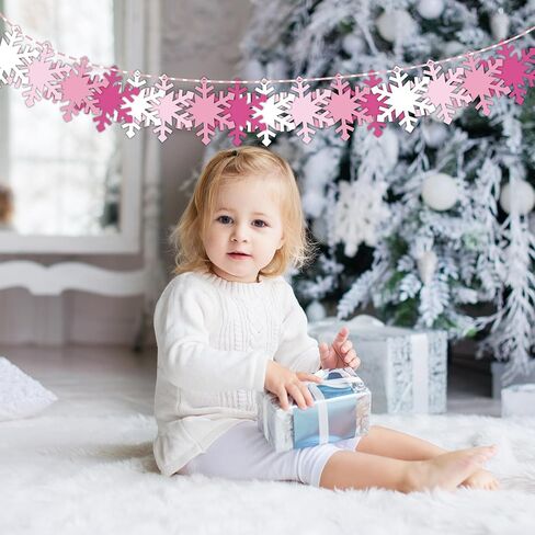 Whaline 120Pcs Christmas Winter Paper Gift Tags Pink White Snowflake Hanging Name Tags with Hemp Rope Snowflake Label Tags for Party Favor Decor Supplies in Saudi Arabia