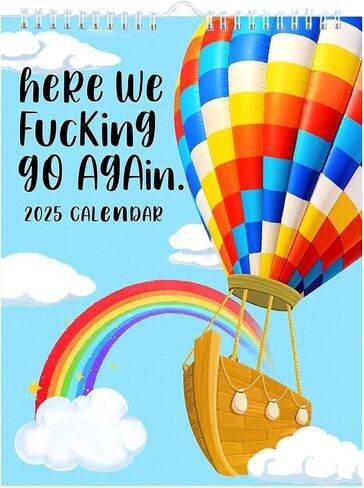 Here We Go Again 2025 Calendar, Here We Go Again Calendar, 2025 Wall Calendar, Funny Weekly Planner & Monthly Wall Organizer with Hanger for Home, Office, Gag for Friends in Saudi Arabia