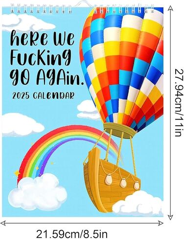Here We Go Again 2025 Calendar, Here We Go Again Calendar, 2025 Wall Calendar, Funny Weekly Planner & Monthly Wall Organizer with Hanger for Home, Office, Gag for Friends in Saudi Arabia