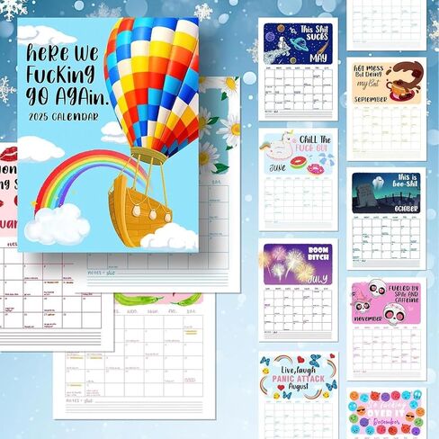 Here We Go Again 2025 Calendar, Here We Go Again Calendar, 2025 Wall Calendar, Funny Weekly Planner & Monthly Wall Organizer with Hanger for Home, Office, Gag for Friends in Saudi Arabia