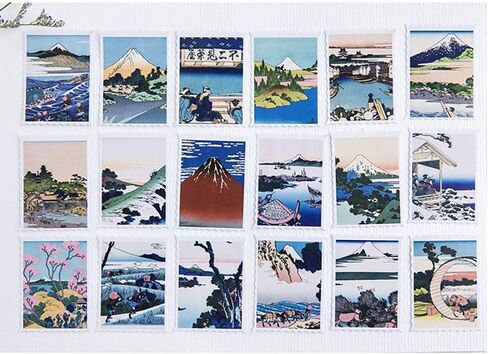 ملصقات طوابع بريدية صغيرة، 46 قطعة من ملصقات طوابع الديكور DIY المعبأة في صندوق Doraking لأجهزة الكمبيوتر المحمول، والمخططين، ودفتر القصاصات، وحقيبة السفر، والبطاقة البريدية، وبطاقة الهدايا، والأظرف (Ukiyoe، 46 قطعة/صندوق) in Kuwait