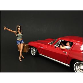 American Diorama Hitchhiker 2 Piece Figurine Set (Green Shirt) for 1/24 Scale Models