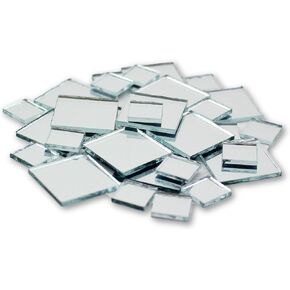Small Mini Square Craft Mirrors 0.5 & 1 Inch 25 Pieces Mirror Mosaic Tiles