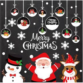 39Pcs Merry Christmas Bulletin Board Decor Xmas Balls Santa Snowman Reindeer Snowflakes Paper Cutouts with 100Pcs Glue Points for Winter Party Home Classroom Wall Decor