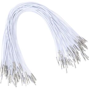 50 Pcs Elastic Cords White Elastic Barbed Cord with Metal Ends 11.8'' Round Soft Stretch Band Stretch String Mask Lanyard Crafts Fastener Loop Band Rope Thread String Extender Strap for DIY Binding