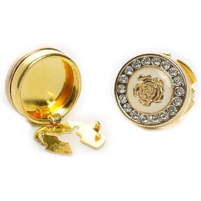 Fashion Button Cover Metal Cufflinks for Shirts Bling Rhinestone Rose Flower Sleeve Clothing Decoration Button No Sewing Buttons Clips, Perfect for Birthday, Christmas,Wedding Gifts (Golden)