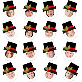 50Pcs Christmas DIY Paper Cutouts Winter Snowman Holly Berry Hat Cut-Outs Xmas Bulletin Board Decoration with 100Pcs Glue Points for Party Classroom Home Photo Crafts