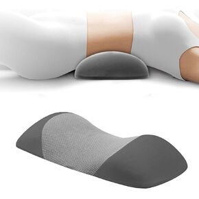Lumbar Support Pillow, Memory Foam Cushion for Back Pain Relief, Ergonomic Waist Support for Side & Back Sleepers, Removable & Washable Cover, Ideal for Home, Office, and Car (Dark Gray)