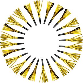 24 PCS Party Blower, Gold+Silver Glitter Noisemakers Blowouts Blow Horns Whistles Fringed Noise Makers for Birthday Party Festival