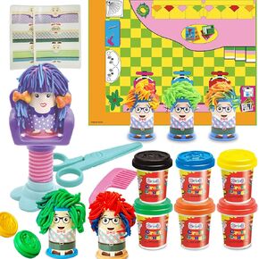 Play Clay Dough Haircut Salon PlaySet Crazy Cuts Stylist Hair Salon Barber Shop Pretend Play Toy Kit for Kids 3+ Boys and Girls Christmas Birthday Gift