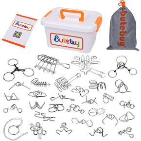 Assorted Metal Puzzle 30 Pack IQ Wire Metal Puzzles with Plastic Box Gift Package Great Educational Metal Puzzle Games Toys for Kids and Adults by AHYUAN