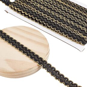 13 Yards White Braid Trim, 15mm/0.6" Decorative Gimp Trim Ribbon, Polyester Woven Lace Trim, S-Shaped Gold Wire Edge Lace Trim for Costume DIY Crafts Sewing Upholstery Curtain Slipcover