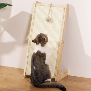 Cat Scratcher, Cat Scratching Ramp, L Shaped Cat Scratchers for Indoor Cats, Sisal Cat Scratch Pad Furniture Protector, Cat Scratching Board with Ball Toy