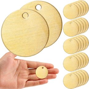 50 Pcs Round Brass Tags, 1-1/4 Inch Diameter, Blank Valve Tags Gold Brass Tags for Stamping, Stamping Tag with Hole for Pets, Plants, Doors
