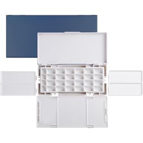 Watercolor Palette Airtight for Travel Painting - 28 Wells Empty Water Color Pallet with Lid and 4 Mixing Trays - Water Based Paints Organizer for Plein Air