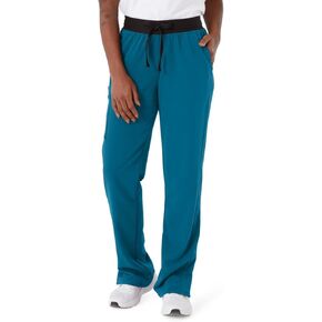 ave. Women's Varick Six Pocket Midrise Straight Leg Scrub Pant in Caribbean Blue, M