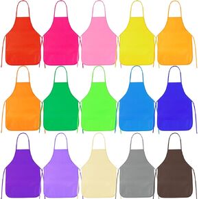 PLULON 30Pcs Kids Art Aprons 15 Colors Art Smock for Kids Painting Smock Children Fabric Artist Aprons Bulk for Craft Home Kitchen Classroom Party and Art Painting Activity in Kuwait