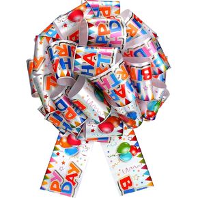 2 Pcs 16 Inch Large Birthday Pull Bow for Present Gift Wrapping Giant Gift Bow for Car Colorful Car Ribbon for Birthday Party Holiday Presents