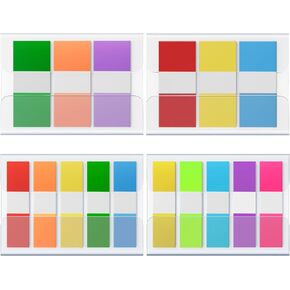 KICNIC Page Markers Sticky Index Tabs 400 Pcs, Fluorescent Pop Up Note Flags, 1.77 X 0.39 and 1.77 X 0.79 Inch Tabs for Notebooks, Sticky Notes Flags for Page Bookmarks, 4 On-The-Go Dispensers