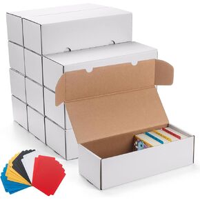 12 Pack Trading Card Storage Box,Cardboard Sports Game Card Storage Collector Boxes with 20 PCS Dividers,Card Organizer for Basketball Cards,Hold 7200 Standard Trading Cards