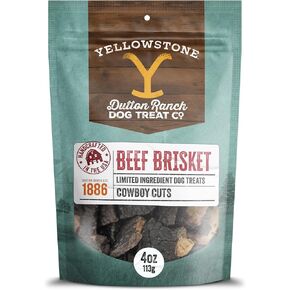 Yellowstone Limited Ingredient Dog Treats Beef Brisket - Healthy Dog Treats Made in USA - Air Dried Beef Collagen Dog Jerky Treats - Crunchy & Chewy Dog Treats - Beef Dog Treats Jerky - 4 oz