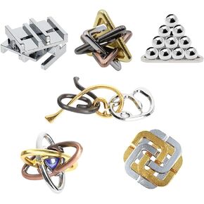 6 pcs IQ Test Puzzle Metal Wire Puzzles Mind Game Educational Toys High Difficulty Brain Teaser Puzzle Toy for Kids and Adults - Explore Creativity and Problem Solving. Gift Desk Puzzles