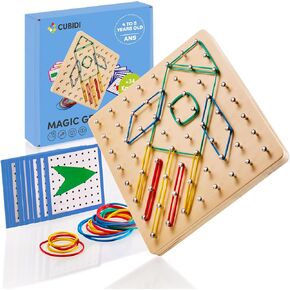 CUBIDI® Wooden Geoboards with Rubber Bands | Montessori Toys for 4+ Year Old Kids | Geo Boards for Classroom | Stem Toys | Educational SND Improve Creativity