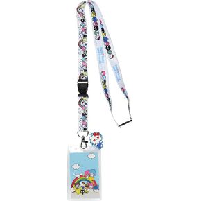 Sanrio Hello Kitty Lanyard Rainbows Breakaway Reversible Lanyard for Keys Keychain ID Badge with Hello Kitty Rubber Pendant