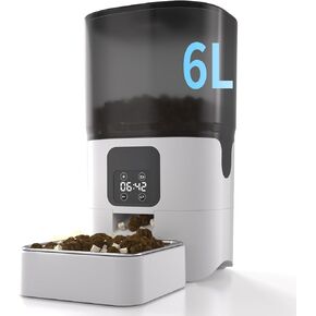 Smart Automatic Cat Feeders: WiFi Pet Feeder with APP Control for Remote Feeding, Detachable for Easy Clean, Automatic Cat Food Dispenser with Alexa,1-30 Meals Per Day for Dog (6L/25Cup)