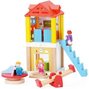Wooden Dollhouse Set, Market Stand Themed Sets, Dollhouse Accessories Pretend Play Furniture Toys for Kids Ages 3+