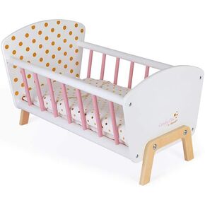 Janod Candy Chic Doll's Bed - Wooden Baby Doll Cradle - Ages 3+ Years J05889