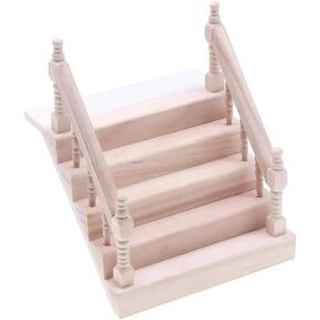 EatingBiting 1:12 Scale 1/12 Mini Furniture minihouse Mini Wooden Handrail Stairs Miniature Scene Step Furniture Ornaments for House Ornament DIY Unpainted Staircase Handrail Model Fairy Garden Scene