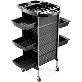 Salon Trolley Cart for Hair Stylist, Beauty Rolling Hair Salon Cart Rack with Worktop, Portable Salon Station with 5 Drawers, Professional Beautician’s Equipment Cart with Wheels for Salon/Spa/Tattoo