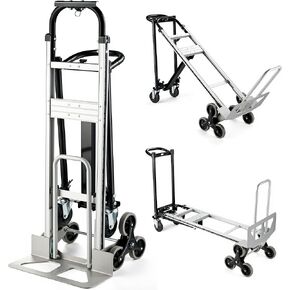 3 in 1 Industrial Convertible Hand Truck, 1000 LBS Capacity Heavy Duty Platform Cart, Utility Aluminum Collapsible Dolly with Stair Climbing Wheels and Dual Handles for Transport, Moving
