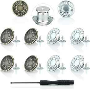 Jeans Button Replacement Screw, Jean Buttons for Loose Jeans, Adjustable Tightener Button for Jeans Pants to Make Smaller, Botones Ajustables para Jeans 17mm