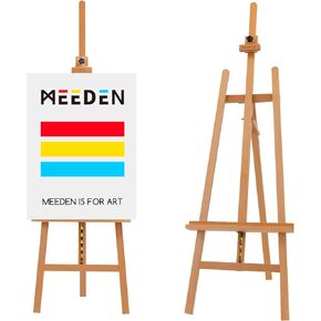 MEEDEN Large Basic Studio Easel: Hold Canvas up to 50'' Solid Beech Wood Artist Easel - Adjustable Height and Working Angles A-Frame Floor Painting Easel for Adults Artist Beginners Students
